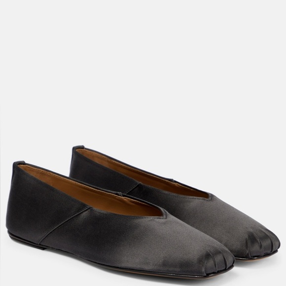 The Row Satin Ballet Flats in Gunmetal Black - Picture 1 of 7